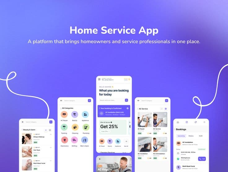 Booking screen showing upcoming service